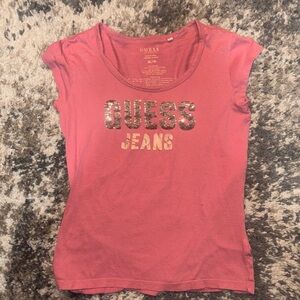 Guess Pink Sequin Logo T-Shirt
